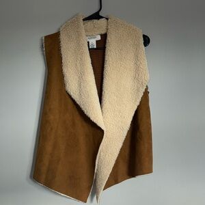 Workshop Republic Clothing Tan and Cream Faux Shearling Vest - Size M